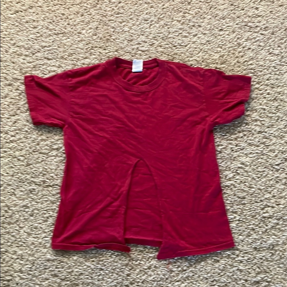 Gildan Red Crew Neck T-Shirt Casual Cotton Blend
